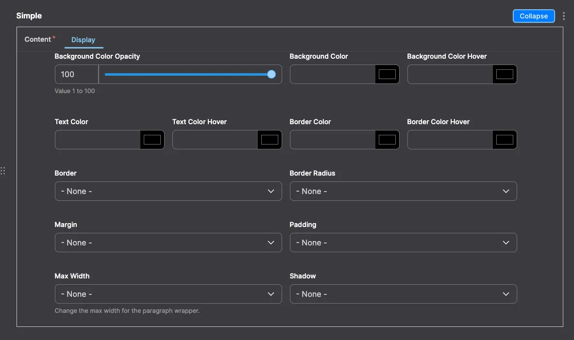 Simple: Simple module configuration in Drupal - settings for straightforward, minimalistic content display.