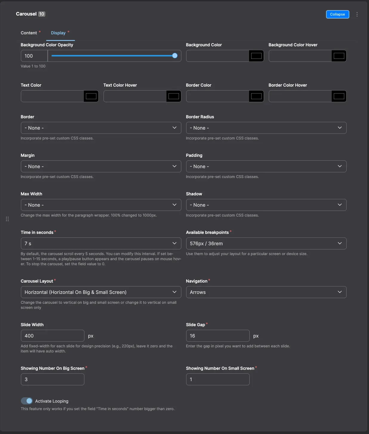 Paragraph Bundle Carousel Config